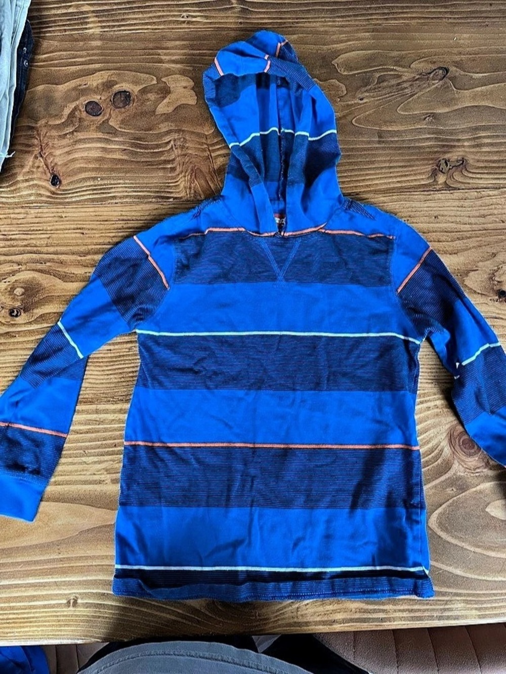 Wrangler Striped Hooded Long Sleeve Blue Size 8 (boys medium)